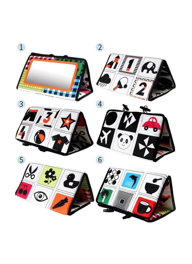 Tummy Time Mirror Toy for Baby High Contrast Activity Teether Black and White Toys Infant Sensory