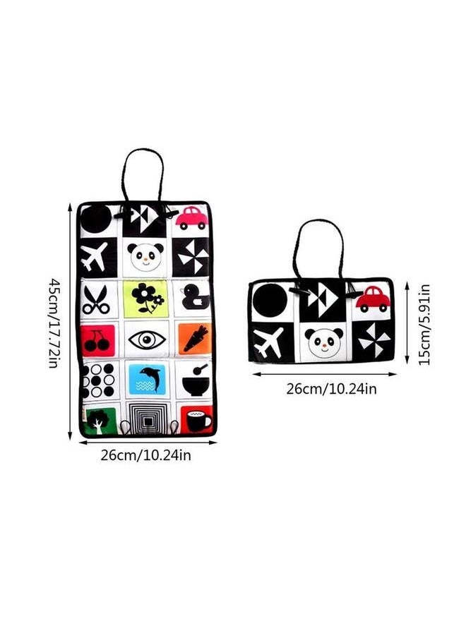 Tummy Time Mirror Toy for Baby High Contrast Activity Teether Black and White Toys Infant Sensory