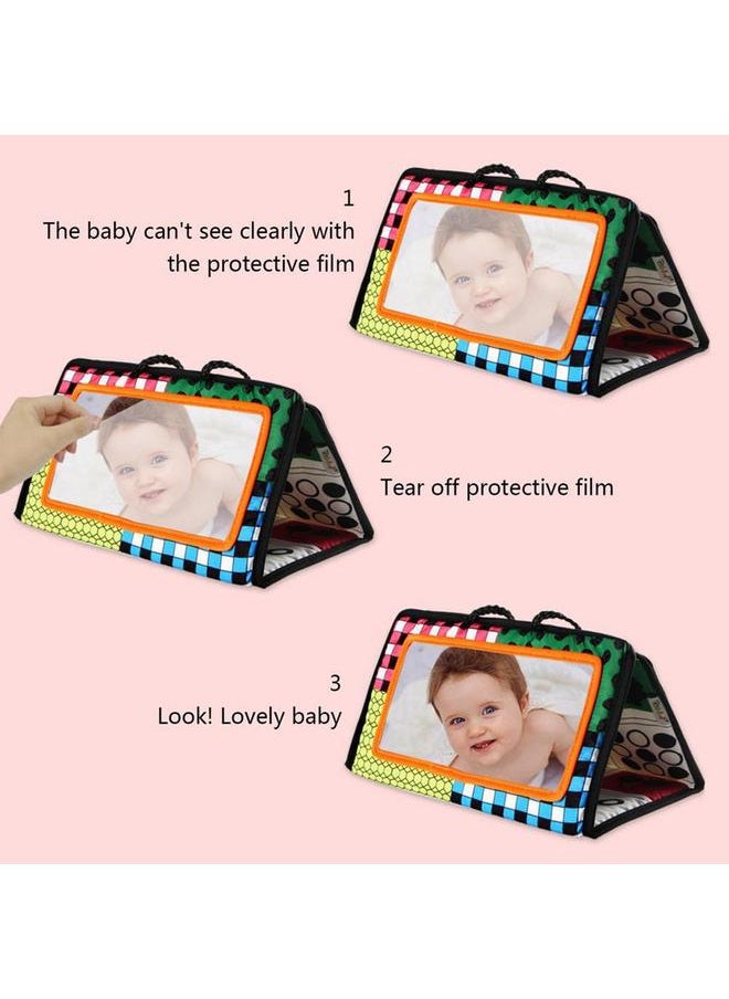 Tummy Time Mirror Toy for Baby High Contrast Activity Teether Black and White Toys Infant Sensory