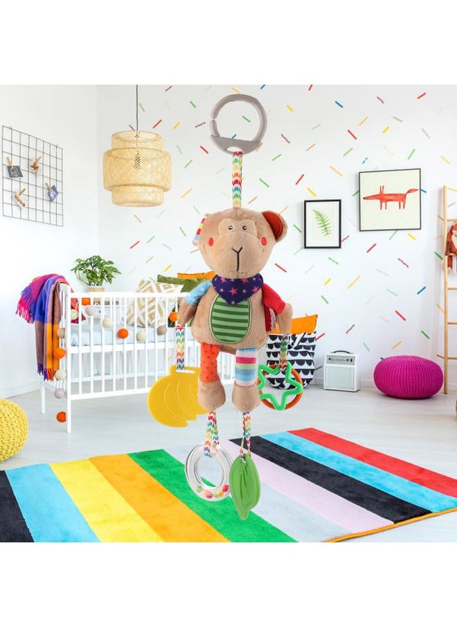 Multi functional Baby Bed Crib Cot Stroller Cartoon Hanging Toy Educational Plush Toy(Monkey)