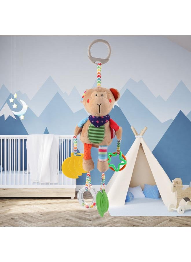 Multi functional Baby Bed Crib Cot Stroller Cartoon Hanging Toy Educational Plush Toy(Monkey)