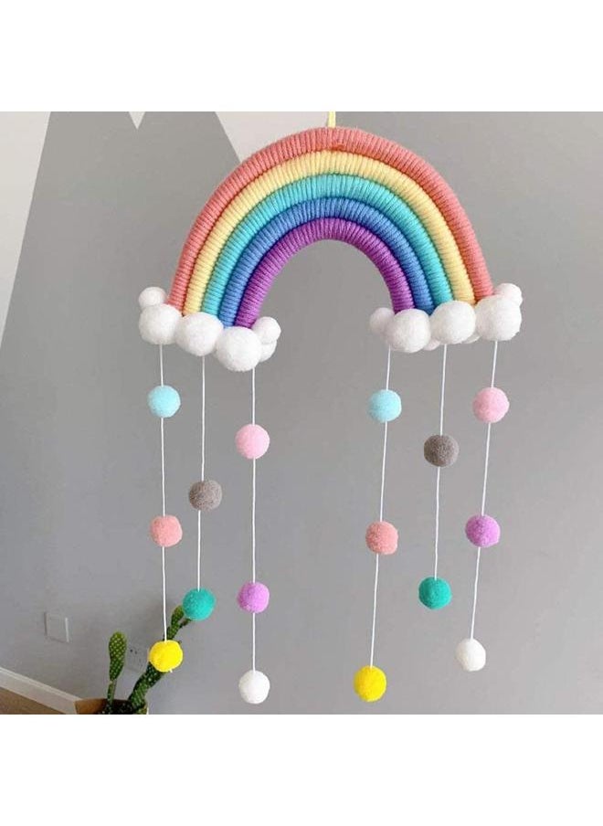 Baby Mobile Bed Wind Chimes Hanging Clouds Raindrops Rainbow Tassels for Newborn