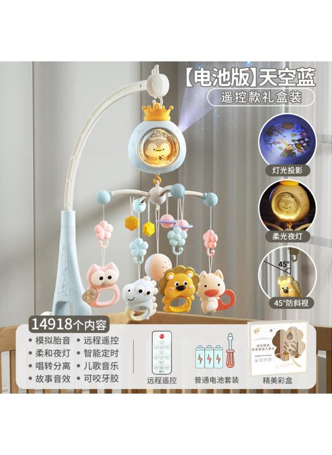 Newborn Educational Toys Electric Rotating Baby Bed Bell Bite Rattle Pendant Newborn Toy Gift Box 0- 2