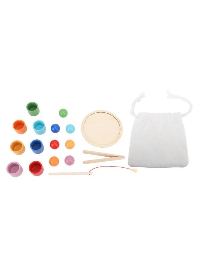 Wooden Sorting Game with 7 Balls Cups Colorful Educational Early Learning Baubles in Toys Type 1