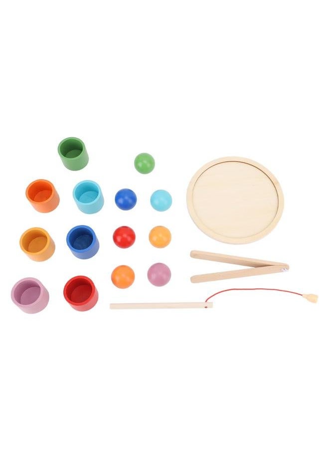 Wooden Sorting Game with 7 Balls Cups Colorful Educational Early Learning Baubles in Toys Type 1