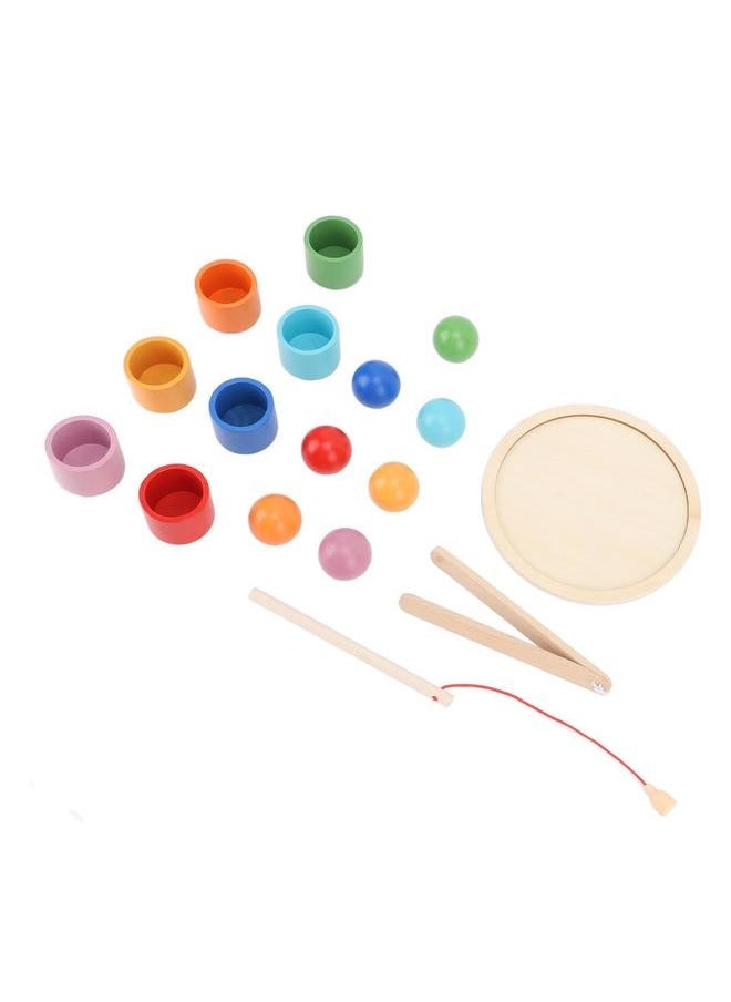 Wooden Sorting Game with 7 Balls Cups Colorful Educational Early Learning Baubles in Toys Type 1