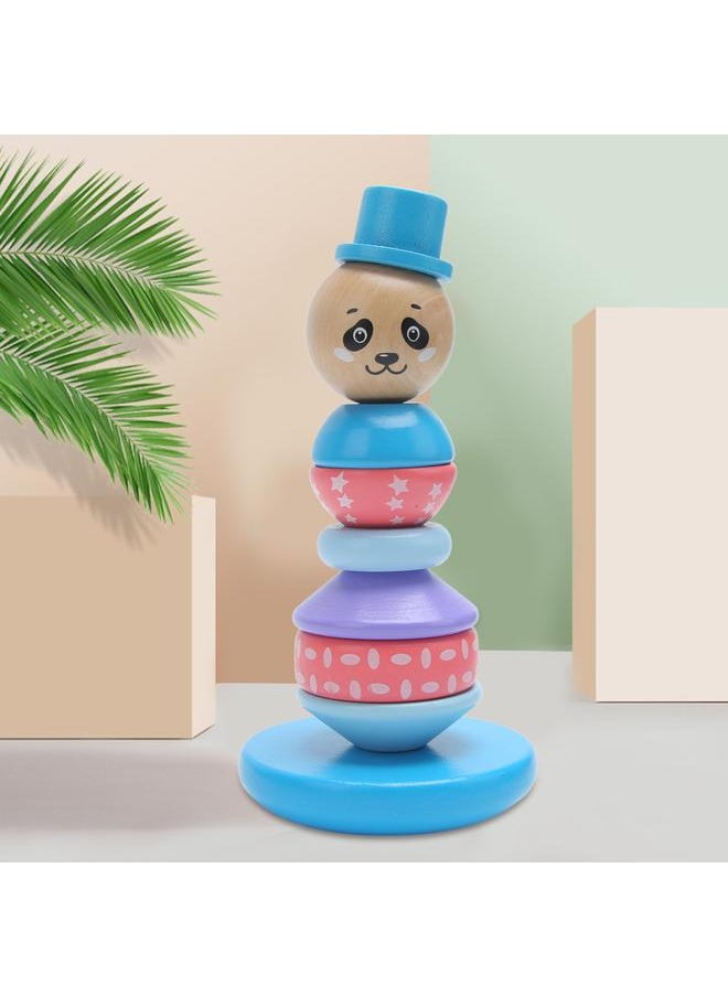 Kid Cute Animal Early Educational Mathematical Cognition Wooden Stacking Ring Tower ToyPanda