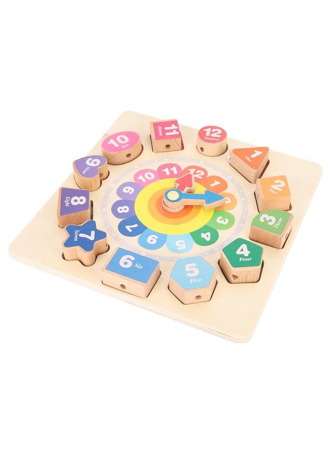 DIY Colorful Wood Beading Toy Set Beads String Cute Clock Shape Educational Bead