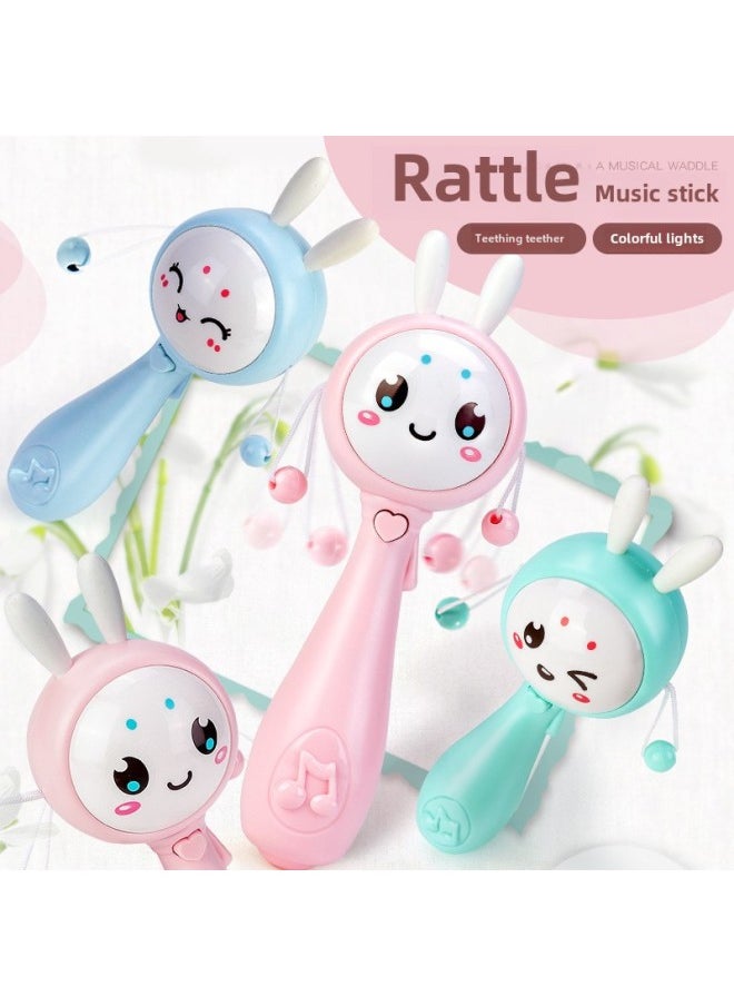 Infant Rattle Can Bite 3-6 3-month-old Newborn Baby Handdrum Music Stick Rattle Toy 0-1 Years Old-Color:Music Rattle + Harman Ball Send Battery