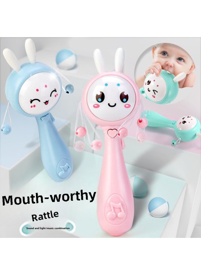 Infant Rattle Can Bite 3-6 3-month-old Newborn Baby Handdrum Music Stick Rattle Toy 0-1 Years Old-Color:Music Rattle + Harman Ball Send Battery
