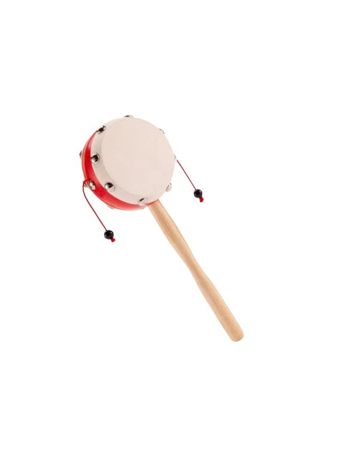 Rattle Drum Newborn Baby Can Gnaw Old Sheepskin Drum Baby 1 Year Old Wooden Traditional Handbell Toy Children-color:Plastic Goatskin Auspicious Tiger + Stick Bell + Wooden Sand Hammer + Wooden Castanet