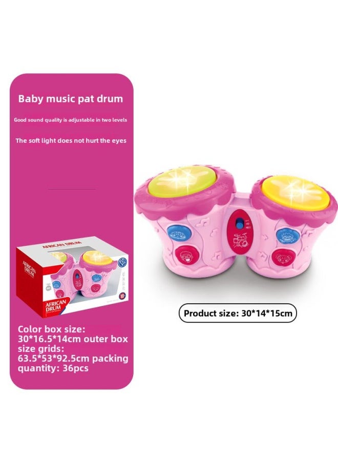 Children's Hand Drum Music Racket Drum Early Education Educational Carousel Baby Baby Cartoon Percussion Instrument Toy-Color:Baby Music Clapping Drum (pink)