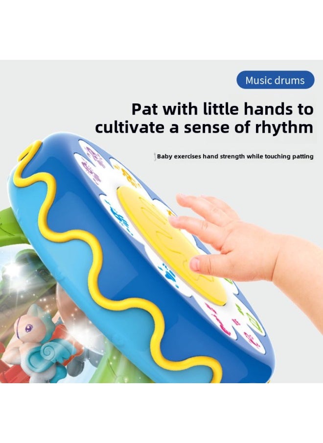 Children's Hand Drum Music Racket Drum Early Education Educational Carousel Baby Baby Cartoon Percussion Instrument Toy-Color:Baby Music Clapping Drum (pink)