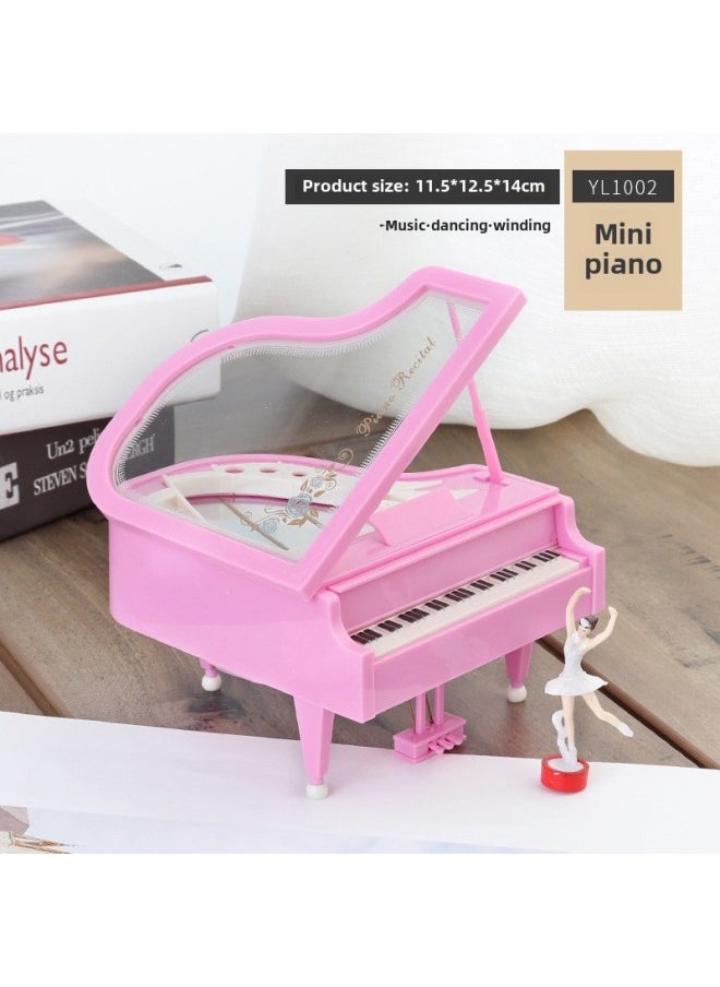 Mini Small Medium Large Dancer Piano Rotating Music Box Sewing Machine Phonograph Typewriter Music Box Customization-Color:1002 Mini Dancer With Mirror Pink 0.32kg-Dimensions:Figure