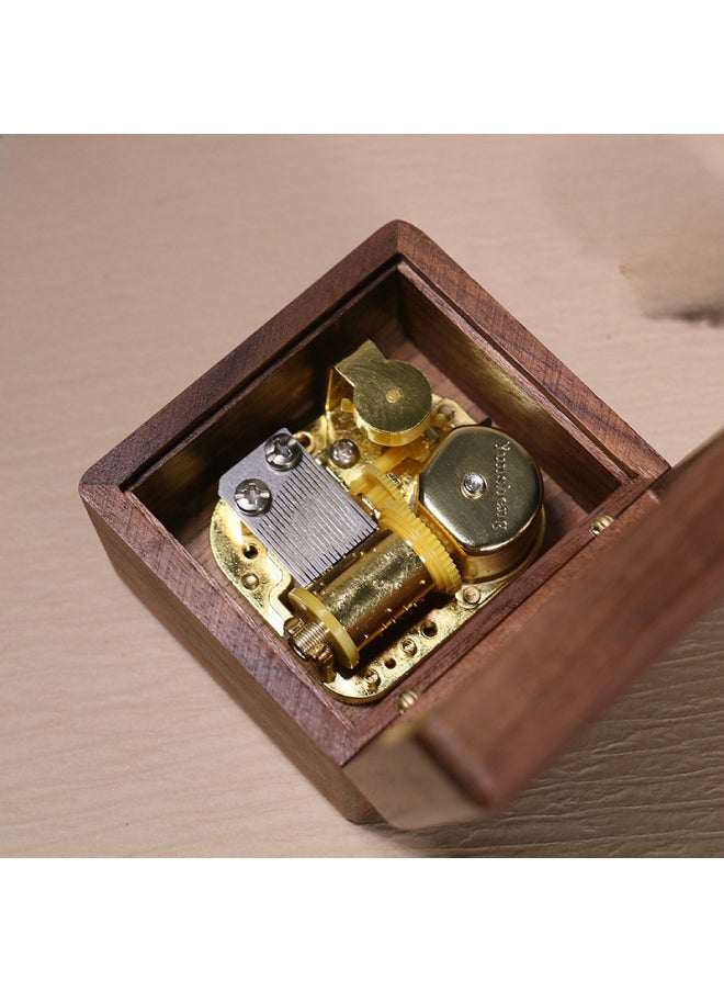 Feige Retro Walnut Winding Music Box Wooden Music Box Sky City Creative Gift Wholesale-Color:04 [walnut] Large + Gold-plated Movement-Dimensions:Music Winnie The Pooh