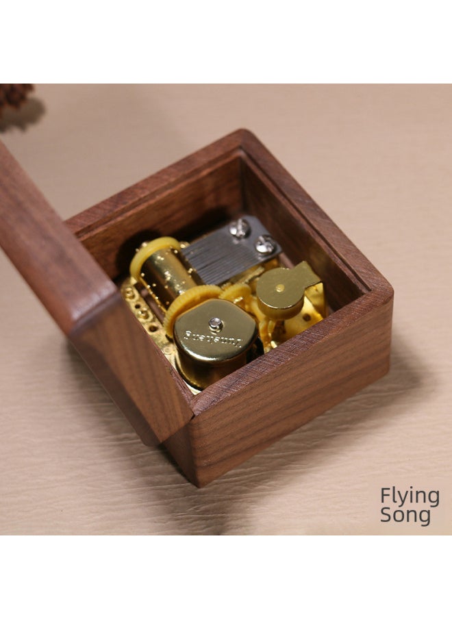 Feige Retro Walnut Winding Music Box Wooden Music Box Sky City Creative Gift Wholesale-Color:04 [walnut] Large + Gold-plated Movement-Dimensions:Music Winnie The Pooh