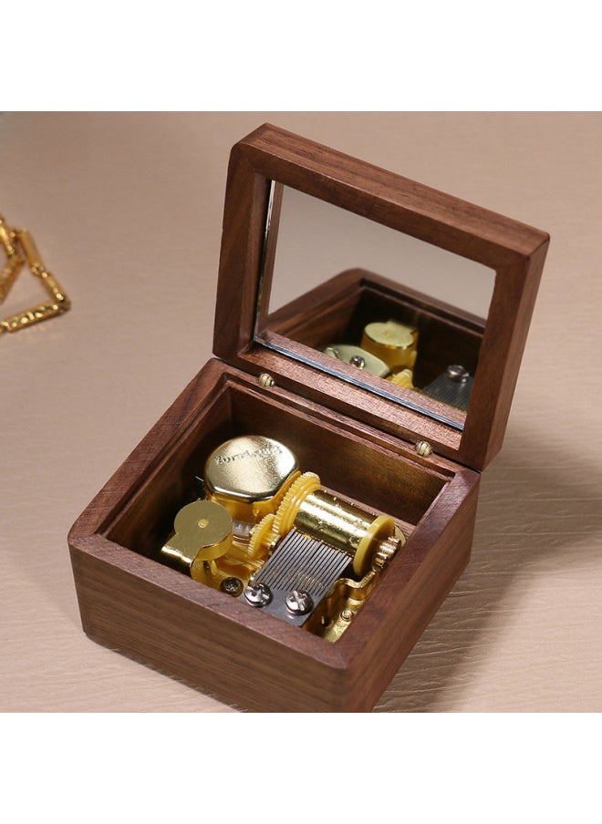 Feige Retro Walnut Winding Music Box Wooden Music Box Sky City Creative Gift Wholesale-Color:04 [walnut] Large + Gold-plated Movement-Dimensions:Music Winnie The Pooh