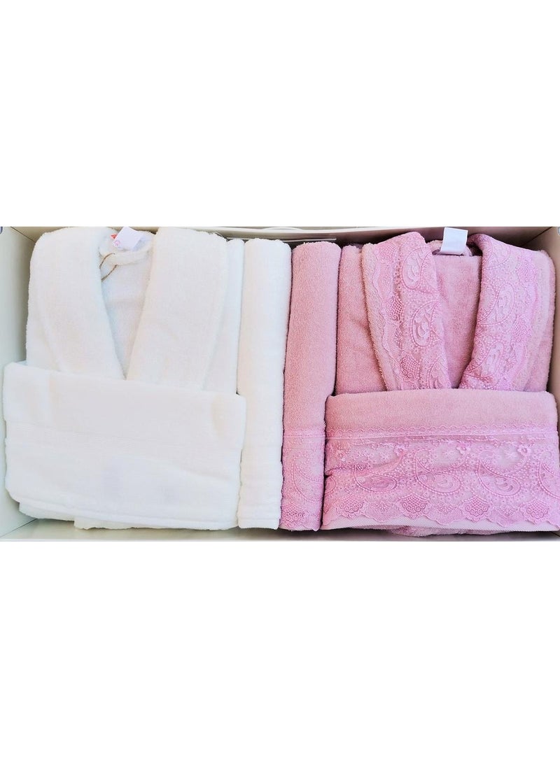 Fidelya Family Bathrobe Set Cream-Pink