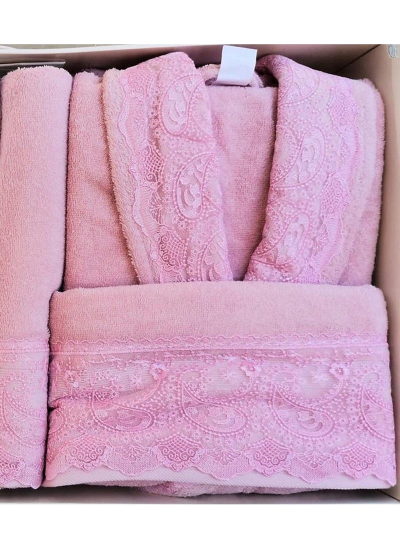 Fidelya Family Bathrobe Set Cream-Pink