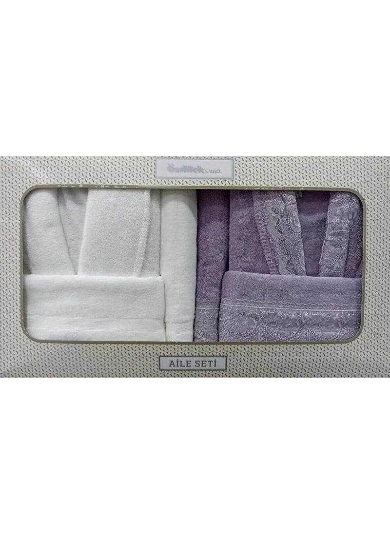 Fidelya Family Bathrobe Set Cream Lilac