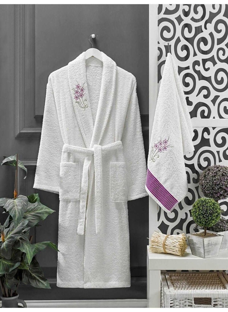 Mira Home 4 Piece Family Bathrobe Set Women Men Towel Bathrobe Set White Set