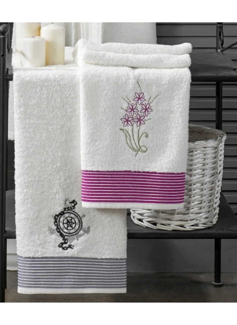 Mira Home 4 Piece Family Bathrobe Set Women Men Towel Bathrobe Set White Set