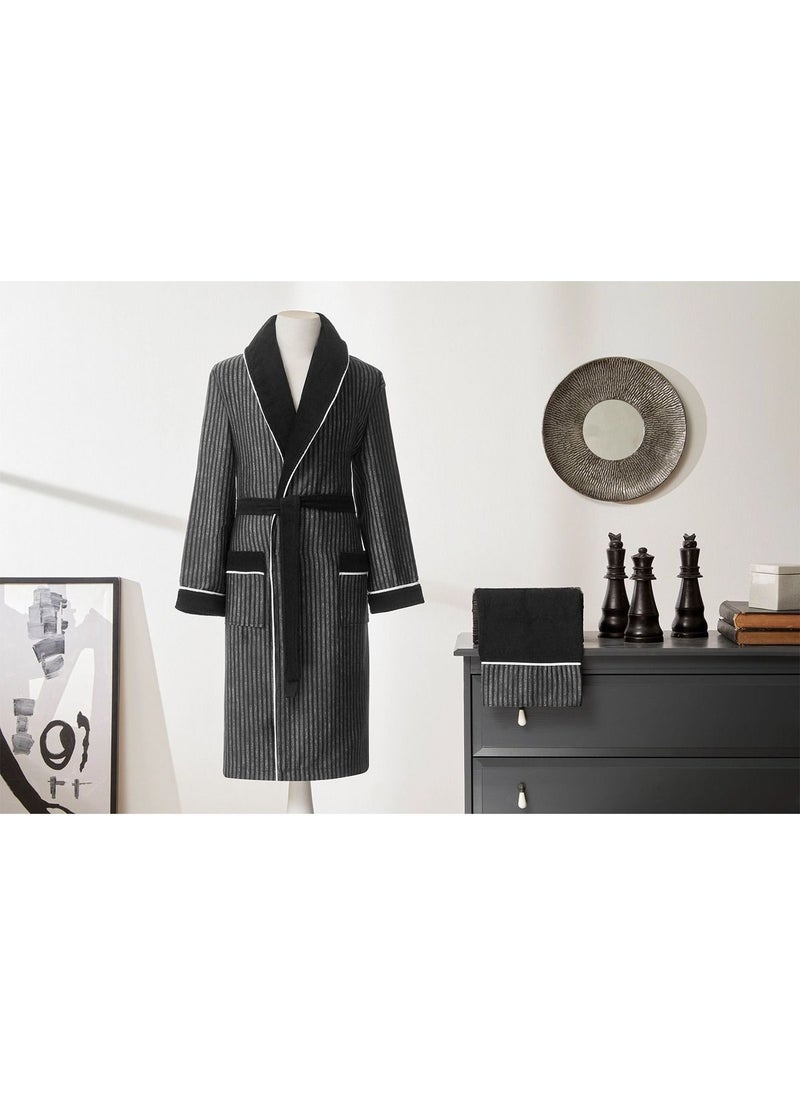 Noir Masculine Shawl Collar Bathrobe