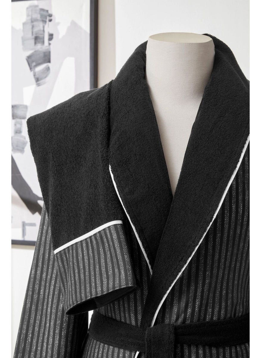 Noir Masculine Shawl Collar Bathrobe