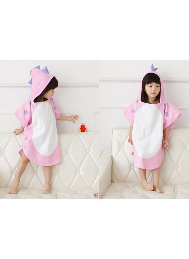 Kids Bath Towel Dinosaur Pattern Soft Cotton Hooded Baby Toddler Warm Absorbent Bath Towel Cape Pink 60x120
