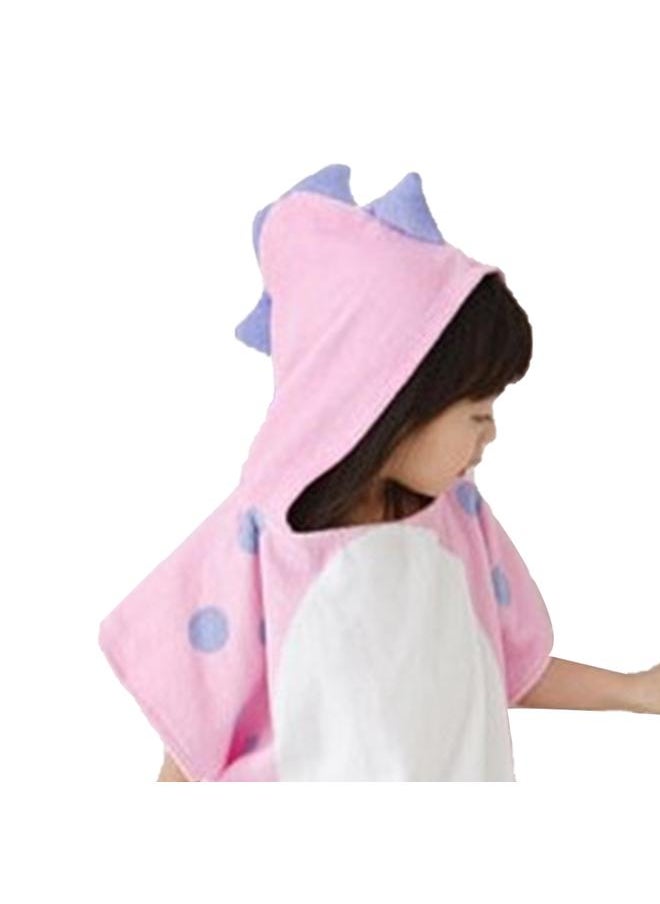 Kids Bath Towel Dinosaur Pattern Soft Cotton Hooded Baby Toddler Warm Absorbent Bath Towel Cape Pink 60x120