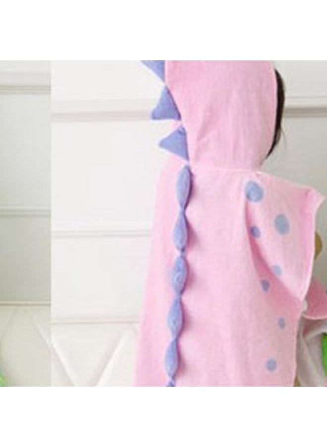 Kids Bath Towel Dinosaur Pattern Soft Cotton Hooded Baby Toddler Warm Absorbent Bath Towel Cape Pink 60x120
