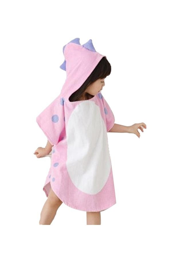 Kids Bath Towel Dinosaur Pattern Soft Cotton Hooded Baby Toddler Warm Absorbent Bath Towel Cape Pink 60x120