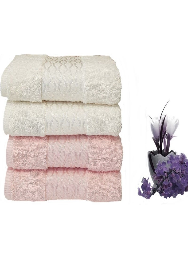 4 Pieces Elissa Hand and Face Towel Cream Pink