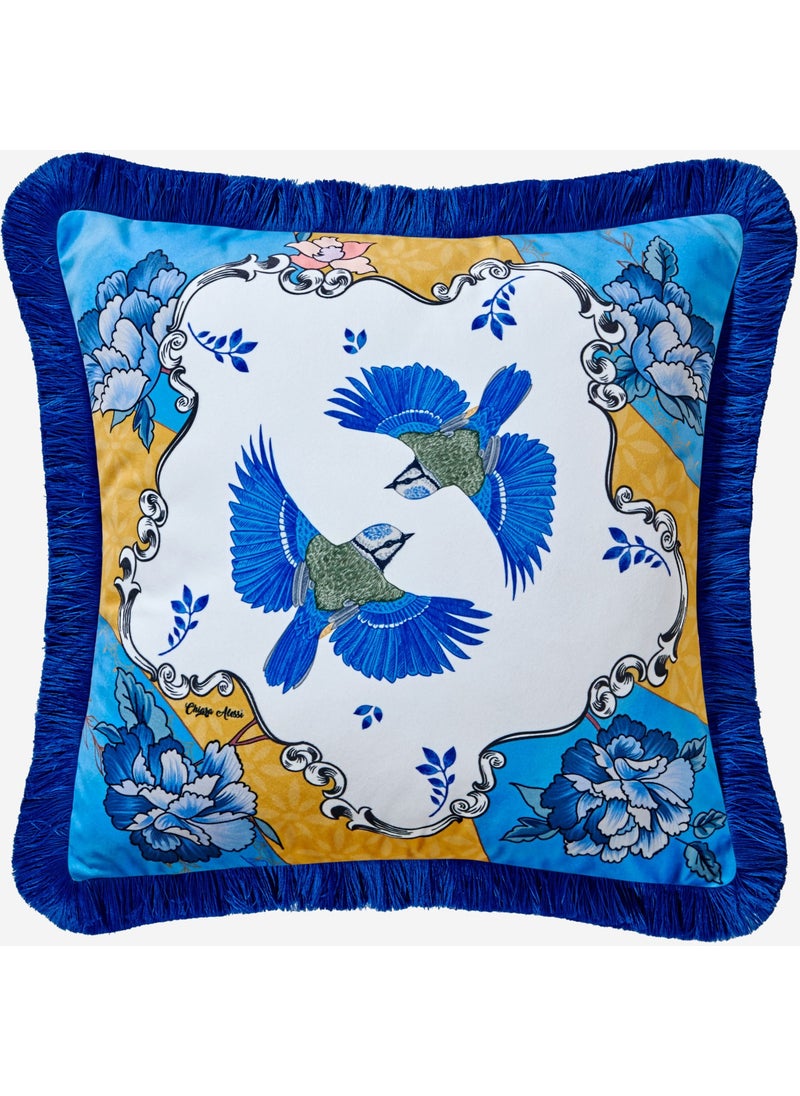 Allure Blue Velvet Decorative Pillow 43 x 43 cm