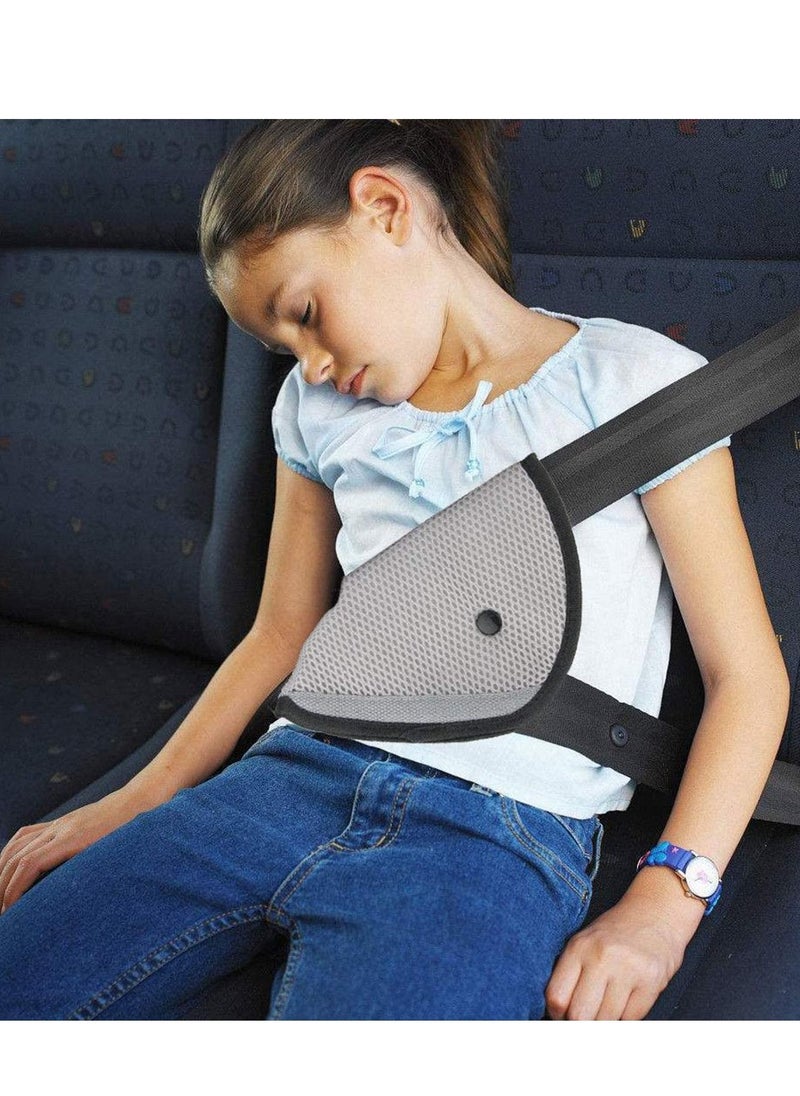 MixColours Seat Belt Adjuster and Pillow with Clip for Kids Travel, Neck Support Headrest Seatbelt Cover & Child, Car Strap Cushion Pads Baby Short People Adult