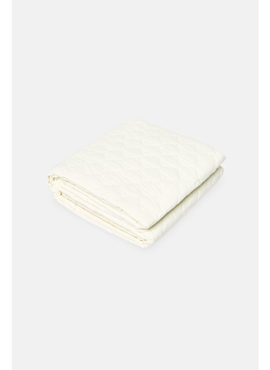3 Pieces King Quilted Bedspread With Pillow Case Set, Ivory