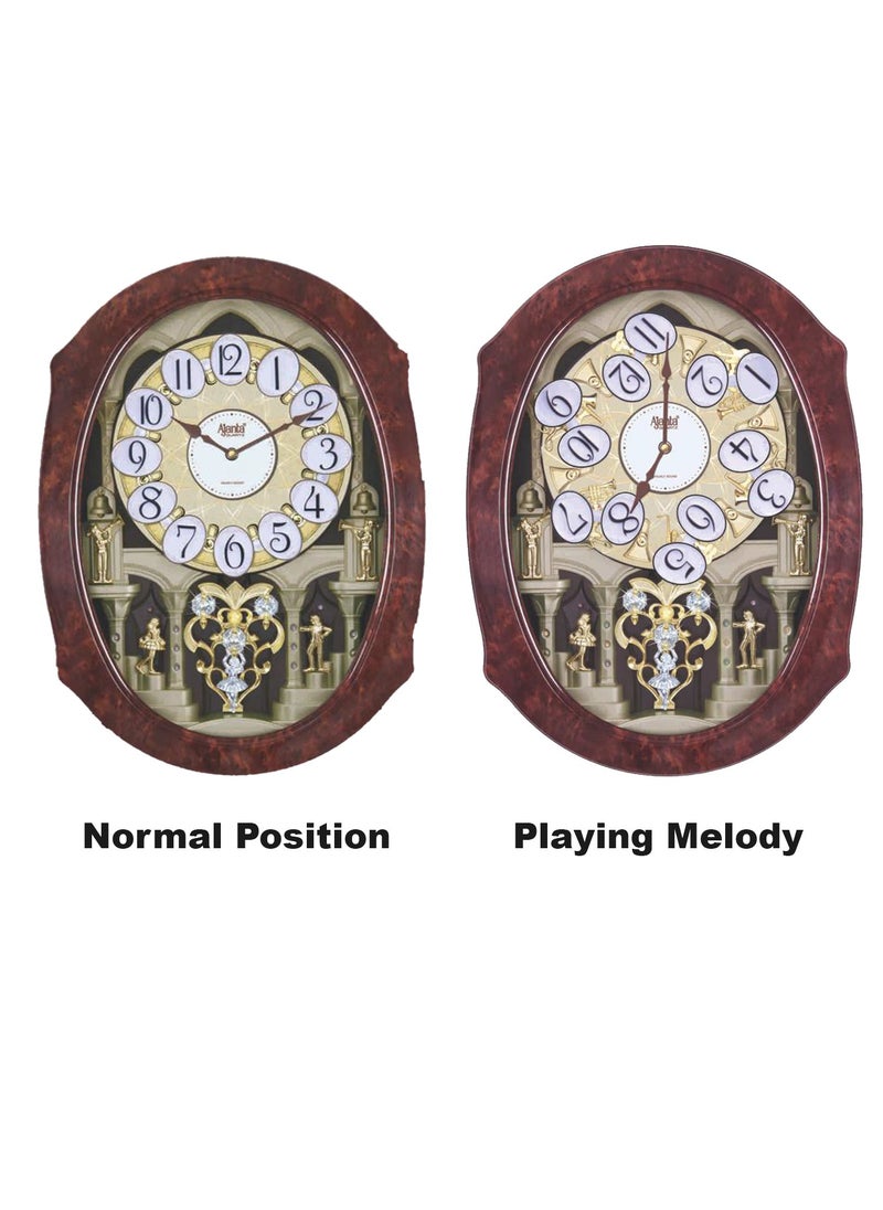 Ajanta Plastic Wall Clock (56 cm x 42 cm x 12 cm, Brown), Abstract
