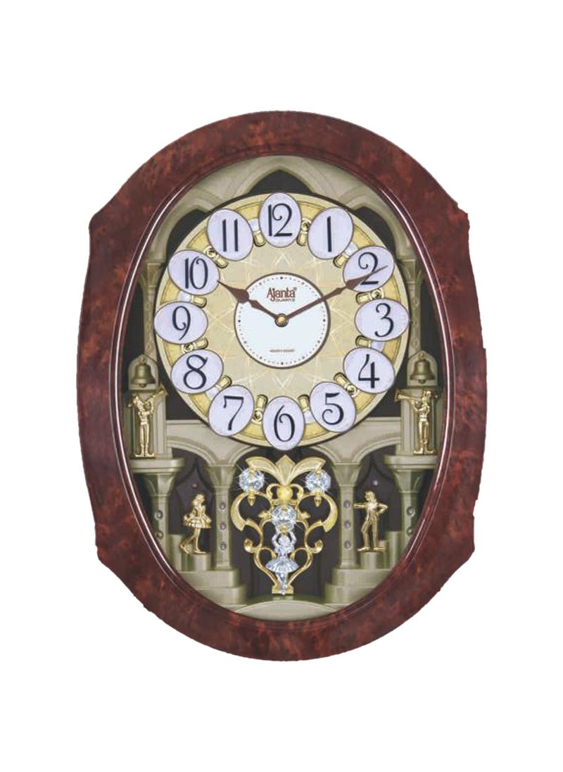 Ajanta Plastic Wall Clock (56 cm x 42 cm x 12 cm, Brown), Abstract