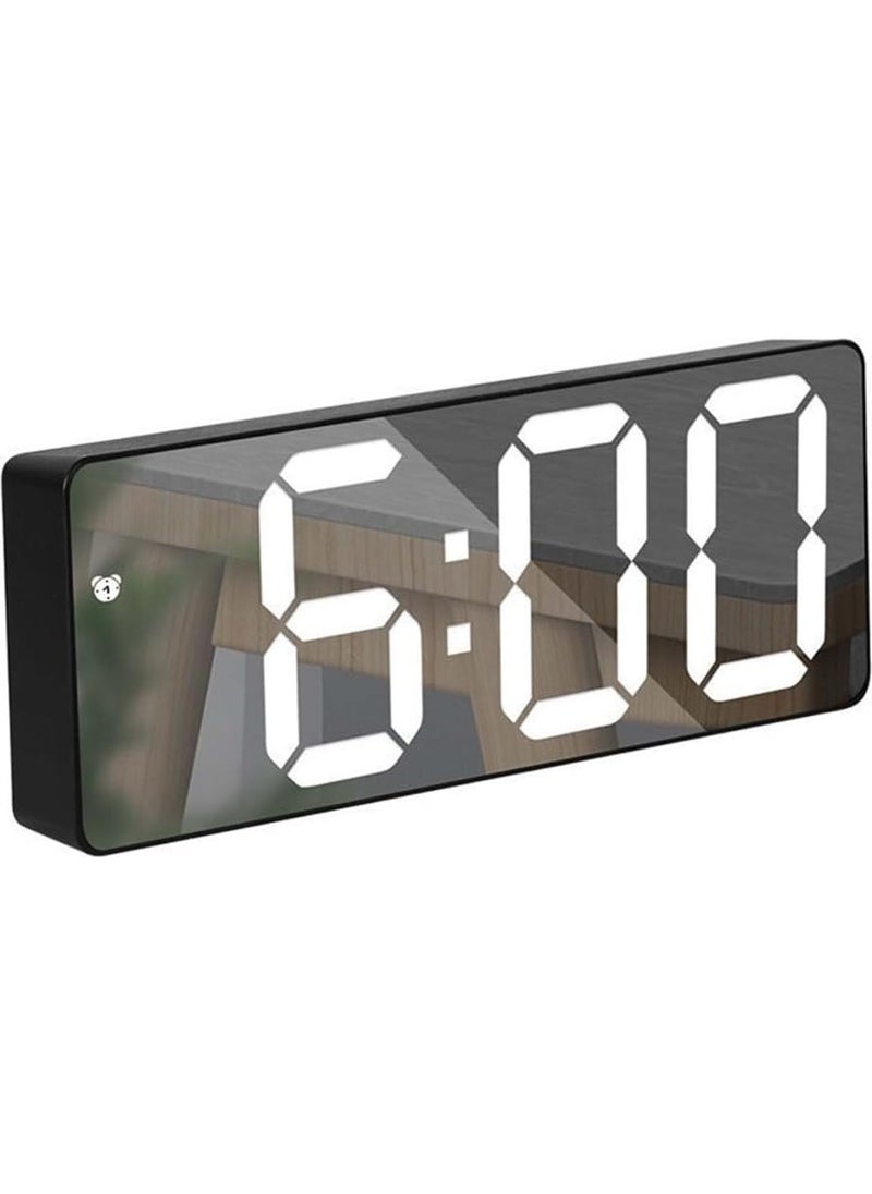 Mirrored LED Digital Table Clock Thermometer Alarm Calendar Mode Adjustment