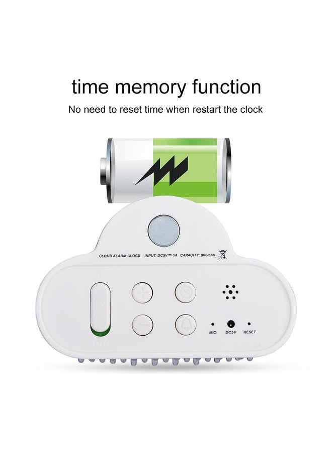 Cloud shaped Magnetic Clock Alarm Digital Temperature Snooze Calendar Voice Activation Blue