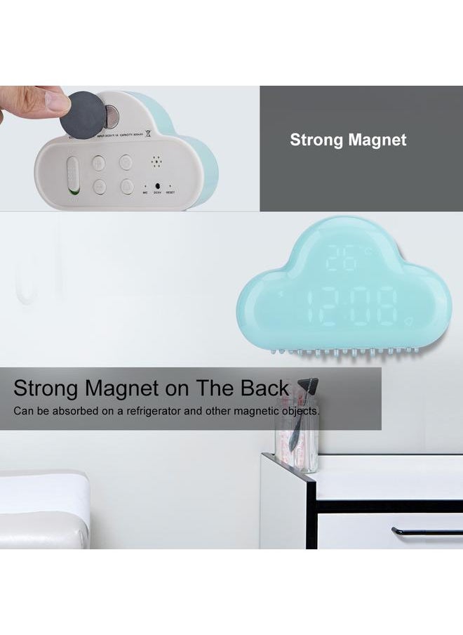 Cloud shaped Magnetic Clock Alarm Digital Temperature Snooze Calendar Voice Activation Blue