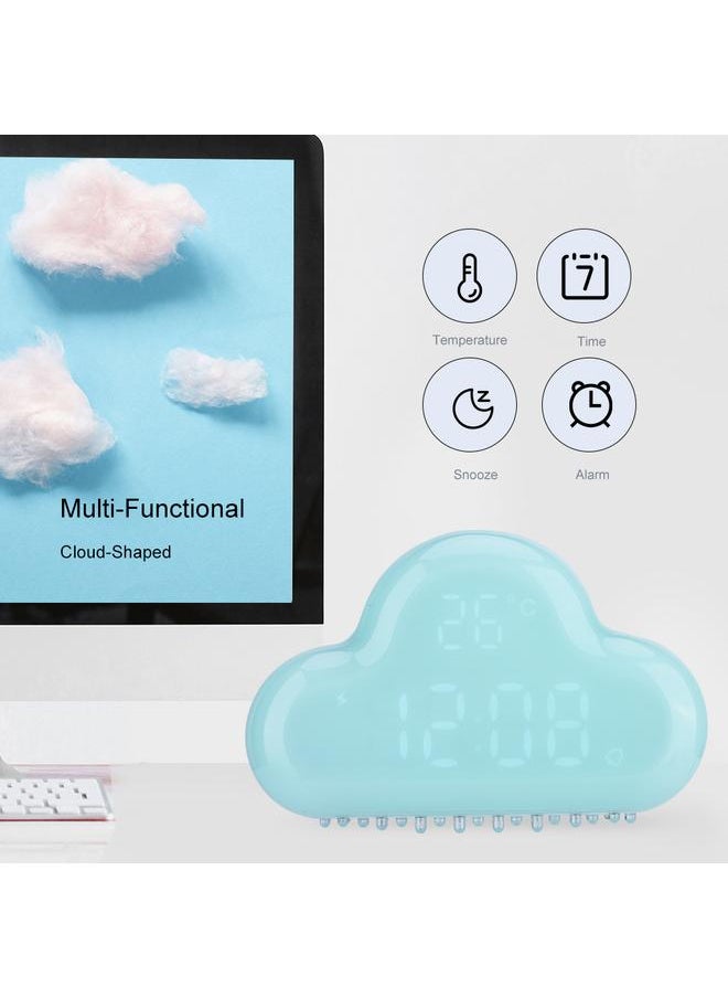 Cloud shaped Magnetic Clock Alarm Digital Temperature Snooze Calendar Voice Activation Blue