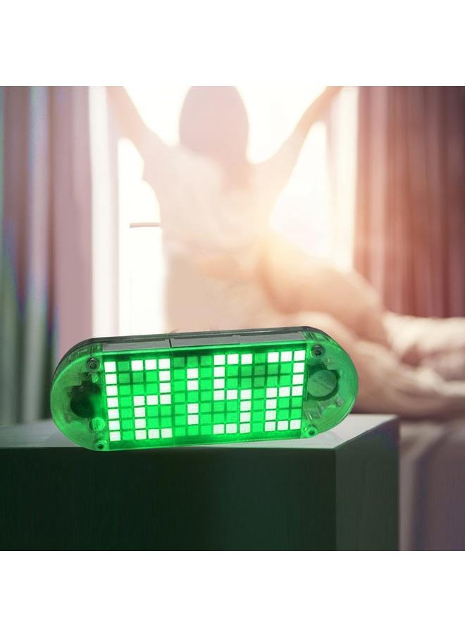 DIY Kit Digital LED Clock Dot Matrix Desk Alarm Clock Time Temperature Date  (Green Light)