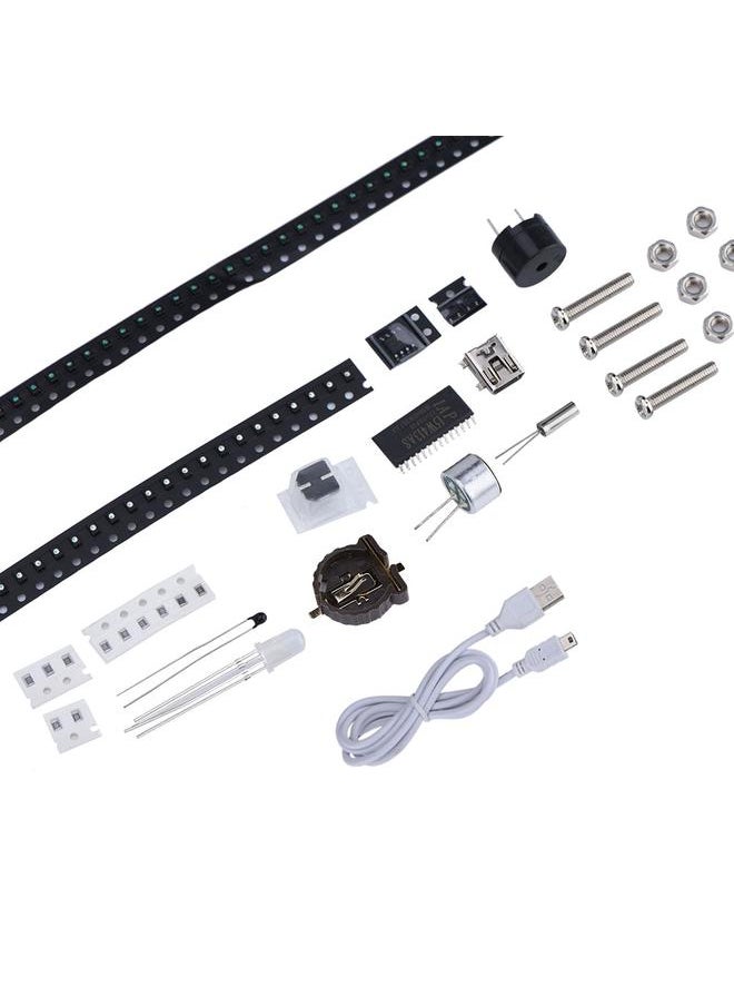DIY Kit Electronic LED Clock Desk Alarm Clock Time Temperature Date (White Light)