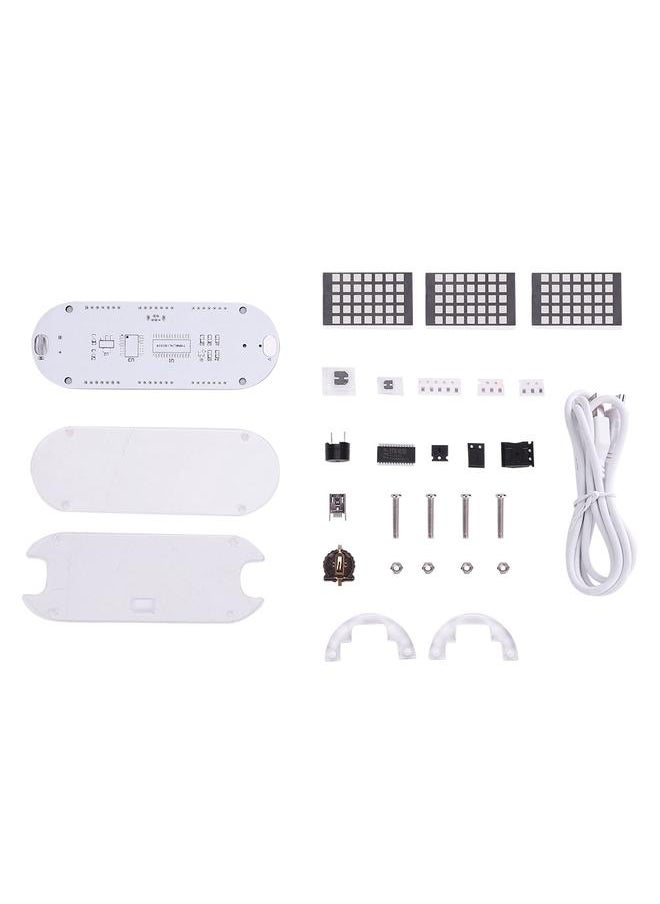 DIY Kit Digital LED Clock Dot Matrix Desk Alarm Clock Time Temperature Date  (White Light)