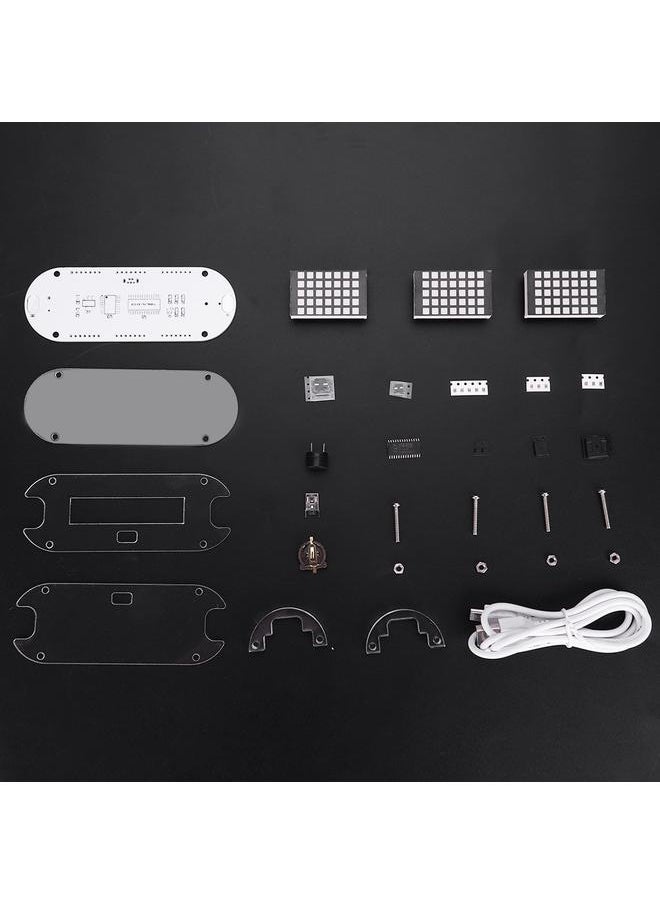 DIY Kit Digital LED Clock Dot Matrix Desk Alarm Clock Time Temperature Date  (White Light)
