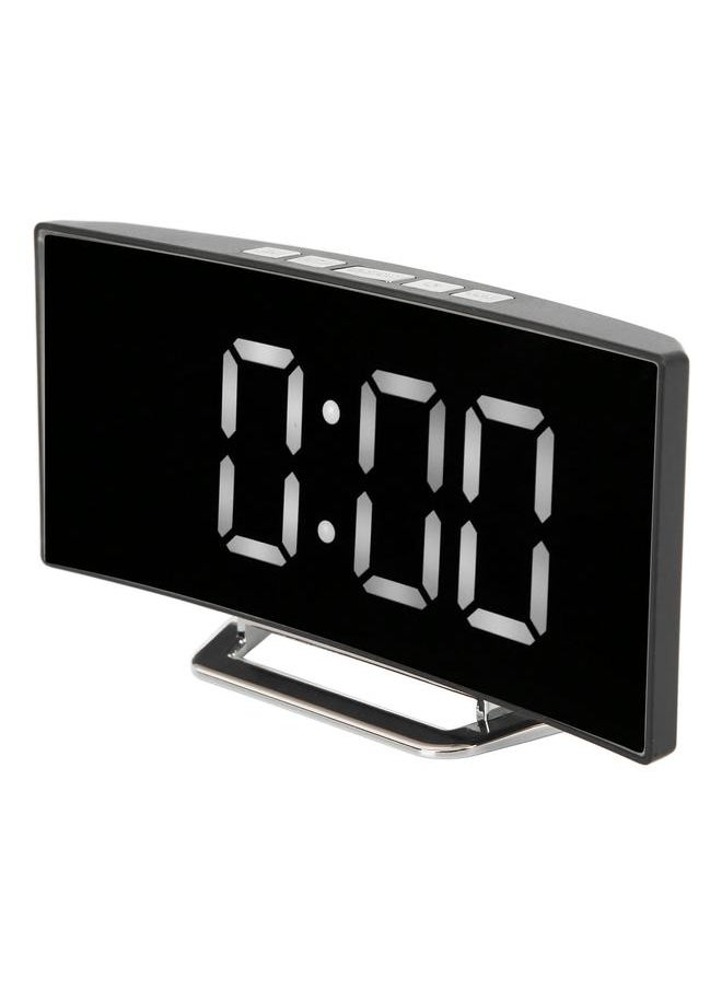 Digital Alarm Clock Mirror Smart Light Sensing Curved Screen LED Clock Digital Temperature Display Alarm Clock for Student White Light