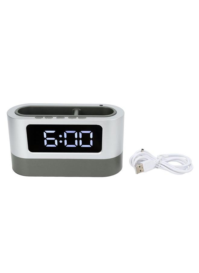 Pen Holder Alarm Clock Pen Holder Design Time Memory Time Date Temperature Display LED Clock for Office Dormitory White