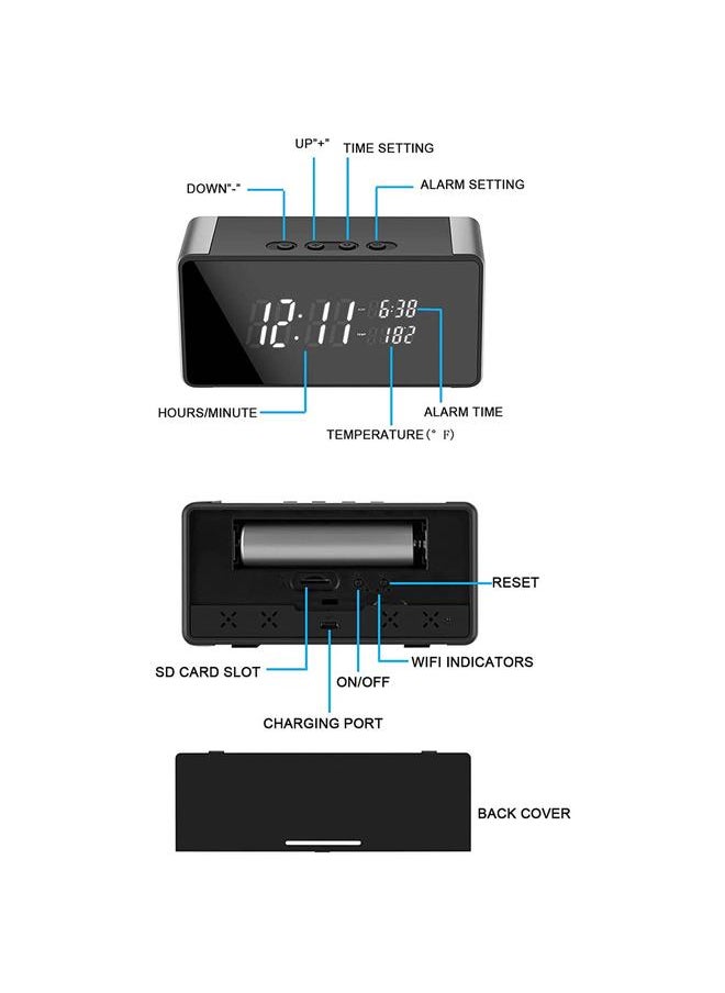 WiFi Camera Clock 150 Degrees Angle Night View 2 Way Talking Small Desk Alarm Clock Monitor