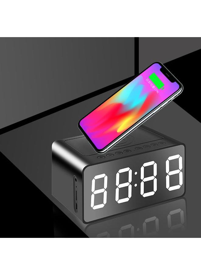 Digital Wireless Alarm Clock Mobile Phone Charging LED Mirror Electronic Memory Card Readable Black FM Alarm Clock